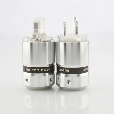 Hi-End Silver Plated US Power Cable Plug IEC Connector Female Male Plug • $8.01