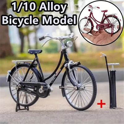 Mini Retro Bicycle Model 1:10 Scale Alloy Bicycle Miniature Simulation Bike Toys • £10.73