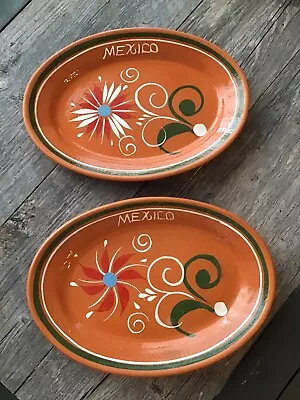 Set Of 2 Oval Terra-Cotta Made In Mexico Serving Platters 12”x 8.5  • $10.99