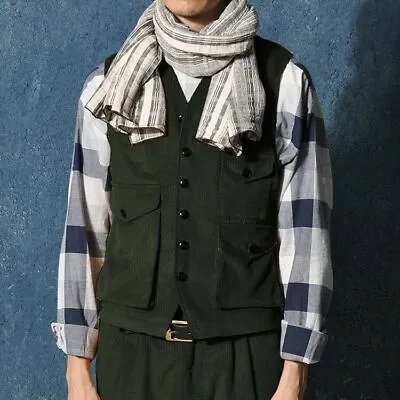 Retro Mens British Style Casual Corduroy Button Pockets Vest Waistcoat Top HOT • $58.15