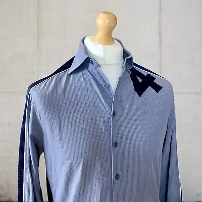 Fake London Long Sleeve Football Inspired Shirt In Blue Size Medium • £49