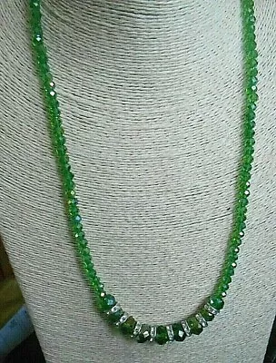 £5 • Buy Green Crystal Rhinestone Shamballa Beads 5 X 12mm + 6mm Rondelle 24 Lg Necklace
