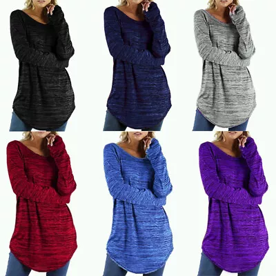 Loose T-shirt Baggy Pullover Casual Tunic Top Jumper Plus Size Long Sleeve Women • £14.15