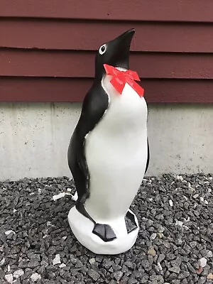 Blow Mold Christmas Penguin With Red Bow Lighted Union Products New Stock • $39