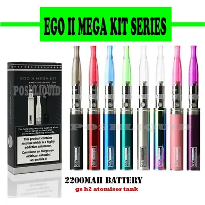 Authentic GS EGo II & II E Cig Battery Mega Capacity Ego Battery 2200mah GS-H2S* • £2.79