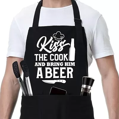 Funny Chef Apron For Men Grilling Apron With 3 Pockets Cooking Aprons For Men • $9.99