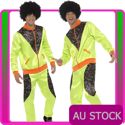 Mens 80s Retro Shell Costume Metallic Scouser Tracksuit 1980 Neon Green Suit • $51.99