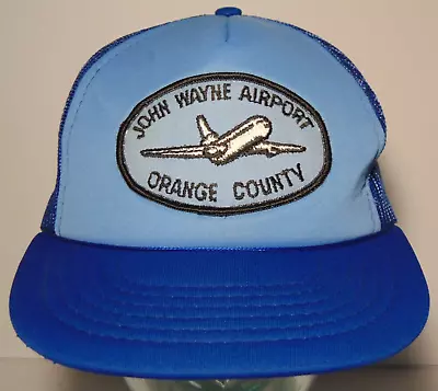 1980s Vintage John Wayne Airport Orange County California Snapback Trucker Hat • $34.99