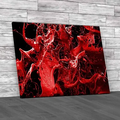 Colourful Dance Of Paints Red Canvas Print Large Picture Wall Art • £21.95