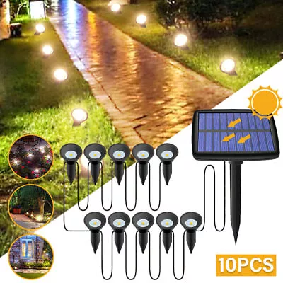 10 LED Solar Powered LED Spot Lights Wall Light Garden Outdoor Spot Light Lamp • £14.59