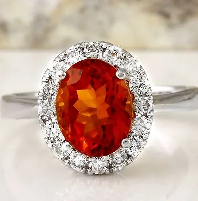 £790.74 • Buy 2.55Ct Natural Madeira Citrine And Diamond 14K Solid White Gold Ring