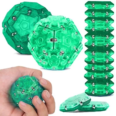 Geode Magnetic Fidget Sphere - Pentagons 12-Piece Set - Aqua  Fun Desk Toy • $16.91