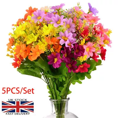 5 Bundles Artificial Plants Fake Flowers Outdoor Grave Garden Porch Window Decor • £2.99