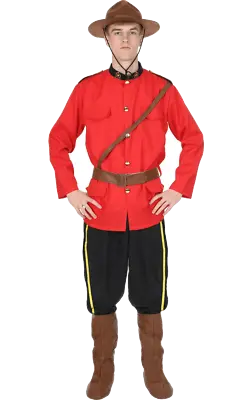 Mens Canadian Mounties Costume Red Police Uniform With Hat Military Fancy Dress • £54.99
