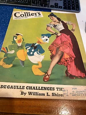 1945 Feb 24 COLLIER'S Magazine Donald Duck / Carmen Miranda-William Shirer-Syd H • $45