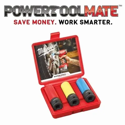 £31.99 • Buy Milwaukee 4932451568 3 Piece 1/2  Drive ShockWave Impact Socket Set