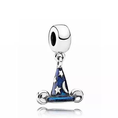 Fantasia Sorcerer Mickey Mouse Dangle Bead-Disney-Charm Bracelets/Necklace-BLUE! • $4