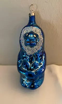 Vtg Blue 4   Yet I  Abominable Snowman Christmas Ornament Czech Excel Merc/mica • $19.98