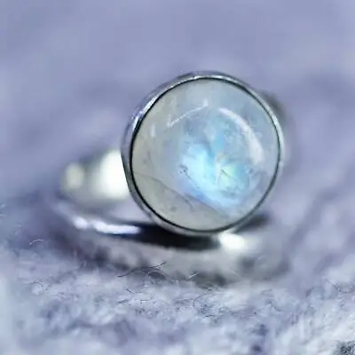 Size 4.5 Vintage Sterling 925 Silver Handmade Ring With Moonstone • $30.59