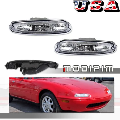 Fit For 90-97 Mazda MX-5 Miata Clear/Chrome Front Bumper Signal Lights Set Of 2 • $24.99