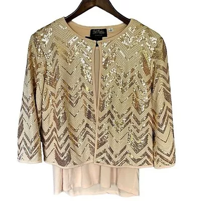 NEW Bob Mackie Wearable Art Nude And Gold 2 Piece Top And Jacket Size Small • £38.58