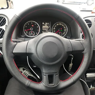 Black+Red Steering Wheel Cover For VW Golf 6 Jetta MK6 Polo Sagitar Bora Santana • $11.79