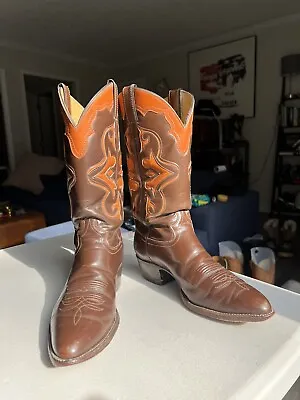 Justin 9.5D Chocolate Orange Inlay Men’s Western Cowboy Boots  • $149