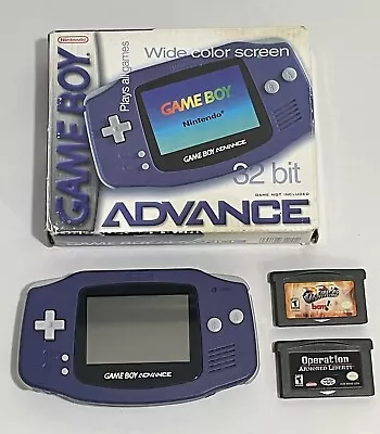 Nintendo Game Boy Advance Handheld System Indigo With Box And Inserts Games GBA • $150