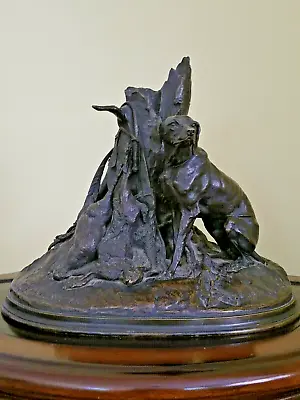Pierre-Jules Mene Rare Atelier Cast Bronze Sculpture Of Bird Dog Guarding Game • $4800