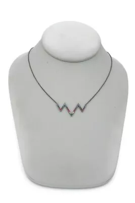 $12.74 • Buy Nadri Necklace Gunmetal Crystal 20  Blue Red Green Wave