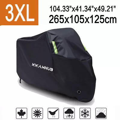 3XL Black Motorcycle Waterproof Cover Unviversal Fits For Standard Cruiser Bike • $21.29