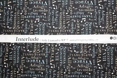 Music Notes & Words Fabric. Interlude Artly - Wilmington. Approx 35x44. RB652 • $4.25