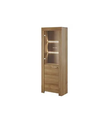 Brand New Modern Tall Display Cabinet Sky In Oak Riviera Colour • £189
