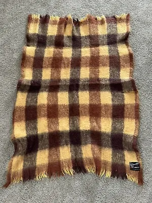 Waverly Plaid Cree Mohair Throw Blanket 48  X 36” Browns Yellow • $39.99