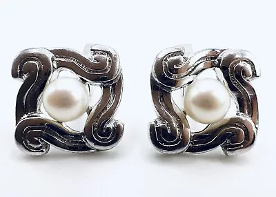 Vintage Sterling Silver Mikimoto Akoya Pear Cufflinks 6.1 Mm • $195