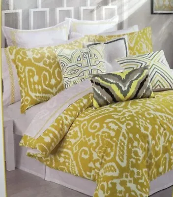 £39.55 • Buy Trina Turk Queen Size 85 X 95 Yellow Ikat Print Cotton Duvet Cover