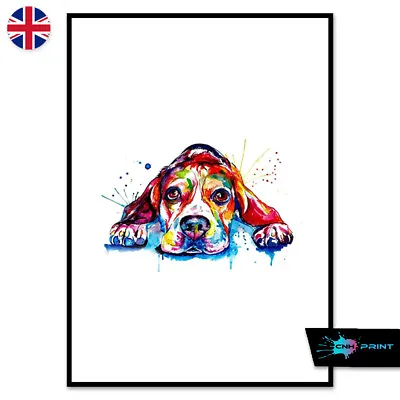 £4.74 • Buy Watercolour Beagle Poster Print A4 A3 Wall Art Decor Animals Fashion Art 1418