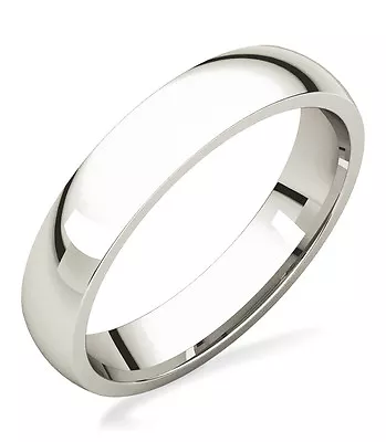 Men's 10K White Gold Wedding Band Plain Domed Comfort Fit 4mm Wide Size 8 - 13 • $104.78