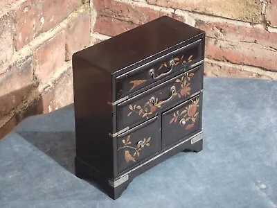 Japanese Black Lacquer Table Top Chest Of Drawers • £79