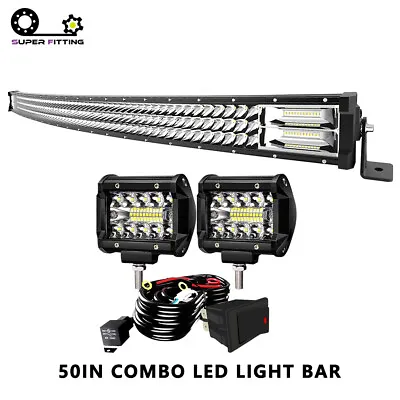 Offroad 50inch LED Work Light Bar Curved Flood Spot Combo Truck Roof Driving • $80.99