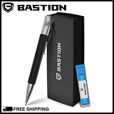 BASTION MECHANICAL PENCIL 0.7MM Carbon Fiber Stainless Steel Body Bolt Action • $54.99