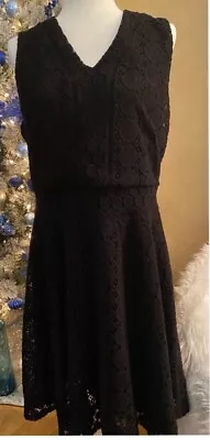 Macy’s Charter Oak Deep Black Black Dress Lace Sleeveless FlowerShop NWT Size XL • $14