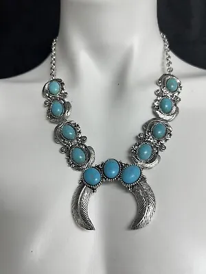 $20.24 • Buy NWT - Natural Squash Blossom Turquoise Southwestern Native Style Necklace #1