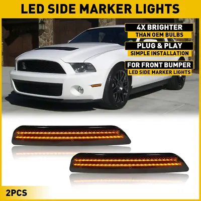 Front Bumper Side Marker Light Smoke Lens Amber LED For Ford Mustang 2010-14 EOA • $19.99