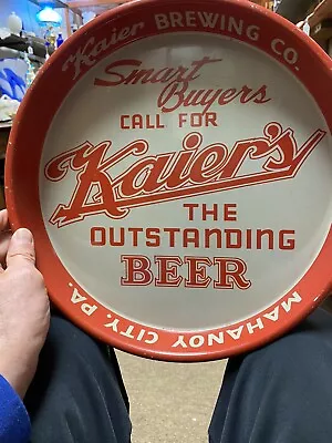 Vintage Kaier's Beer Metal Beer Tray 13 Inch Diameter Mahanoy City PA Breweriana • $52.50