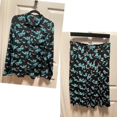 J. Crew | Silk Classic-fit Boy Shirt And Skirt In Botanical Bees Print Sz 8 • $119.99