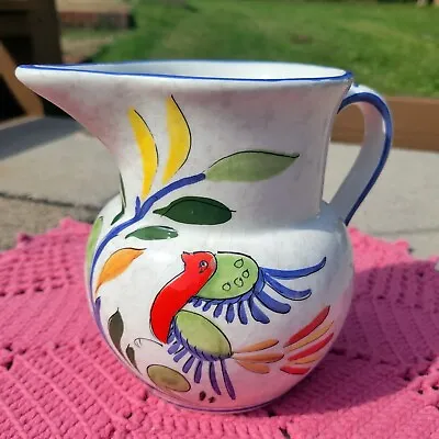 Italian Ceramic Pottery Water Pitcher Creamer Bird Design Vintage Hand Painted • $14.50