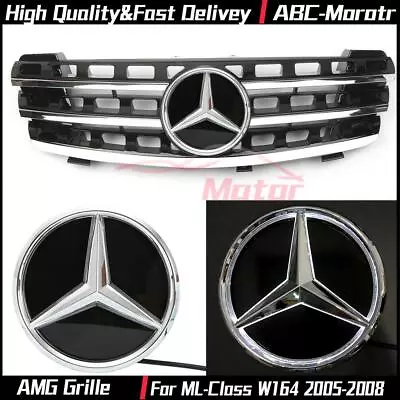 Black AMG Grille W/LED Mirror Emblem For Benz ML-Class W164 2005-2008 ML320 550 • $169