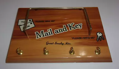 Vtg Wood Mail Letter & Key Holder Great Smoky Mts. Souvenir 7 X 5  Organizer • $7.50