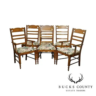 $995 • Buy Pennsylvania House Solid Maple Set 6 Country Ladder Back Dining Chairs